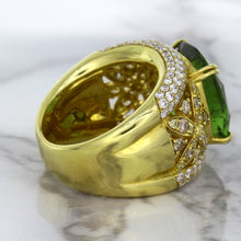 Load image into Gallery viewer, 10.07ct Cushion Tourmaline Ring with Diamond Accents in 18K Yellow Gold