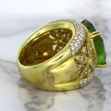 Load image into Gallery viewer, 10.07ct Cushion Tourmaline Ring with Diamond Accents in 18K Yellow Gold