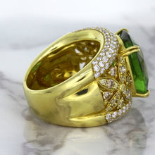 Load image into Gallery viewer, 10.07ct Cushion Tourmaline Ring with Diamond Accents in 18K Yellow Gold