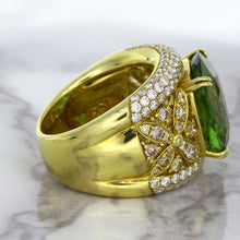 Load image into Gallery viewer, 10.07ct Cushion Tourmaline Ring with Diamond Accents in 18K Yellow Gold