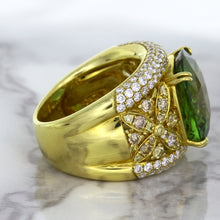 Load image into Gallery viewer, 10.07ct Cushion Tourmaline Ring with Diamond Accents in 18K Yellow Gold