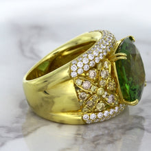 Load image into Gallery viewer, 10.07ct Cushion Tourmaline Ring with Diamond Accents in 18K Yellow Gold