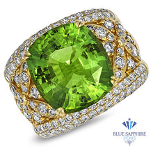 Load image into Gallery viewer, 10.07ct Cushion Tourmaline Ring with Diamond Accents in 18K Yellow Gold