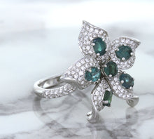 Load image into Gallery viewer, 2.01ctw Oval Alexandrite Ring with Diamond Accents in 18K White Gold