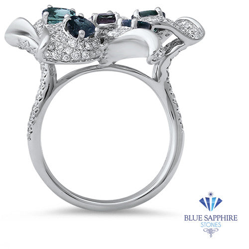 2.01ctw Oval Alexandrite Ring with Diamond Accents in 18K White Gold