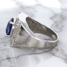 Load image into Gallery viewer, 2.82ct Cushion Blue Sapphire Ring with Diamond Halo in 14K White Gold