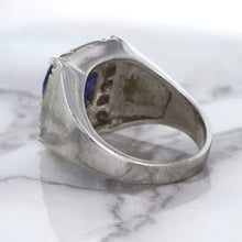 Load image into Gallery viewer, 2.82ct Cushion Blue Sapphire Ring with Diamond Halo in 14K White Gold