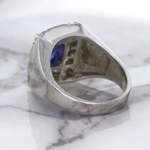 Load image into Gallery viewer, 2.82ct Cushion Blue Sapphire Ring with Diamond Halo in 14K White Gold