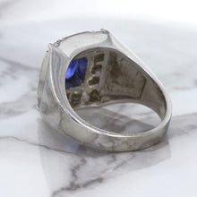 Load image into Gallery viewer, 2.82ct Cushion Blue Sapphire Ring with Diamond Halo in 14K White Gold