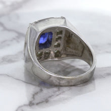 Load image into Gallery viewer, 2.82ct Cushion Blue Sapphire Ring with Diamond Halo in 14K White Gold