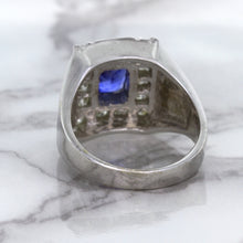 Load image into Gallery viewer, 2.82ct Cushion Blue Sapphire Ring with Diamond Halo in 14K White Gold