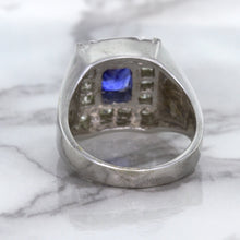 Load image into Gallery viewer, 2.82ct Cushion Blue Sapphire Ring with Diamond Halo in 14K White Gold