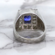 Load image into Gallery viewer, 2.82ct Cushion Blue Sapphire Ring with Diamond Halo in 14K White Gold