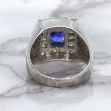 Load image into Gallery viewer, 2.82ct Cushion Blue Sapphire Ring with Diamond Halo in 14K White Gold