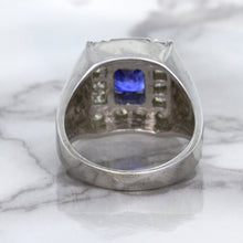 Load image into Gallery viewer, 2.82ct Cushion Blue Sapphire Ring with Diamond Halo in 14K White Gold