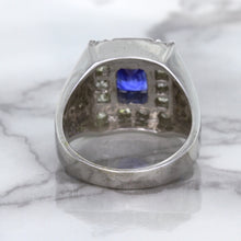 Load image into Gallery viewer, 2.82ct Cushion Blue Sapphire Ring with Diamond Halo in 14K White Gold