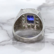 Load image into Gallery viewer, 2.82ct Cushion Blue Sapphire Ring with Diamond Halo in 14K White Gold
