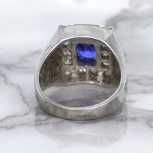 Load image into Gallery viewer, 2.82ct Cushion Blue Sapphire Ring with Diamond Halo in 14K White Gold