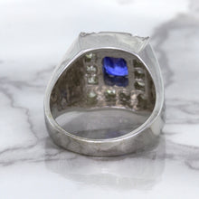 Load image into Gallery viewer, 2.82ct Cushion Blue Sapphire Ring with Diamond Halo in 14K White Gold
