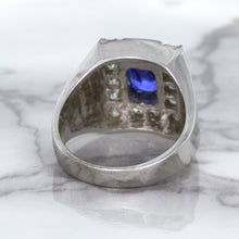 Load image into Gallery viewer, 2.82ct Cushion Blue Sapphire Ring with Diamond Halo in 14K White Gold