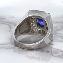 Load image into Gallery viewer, 2.82ct Cushion Blue Sapphire Ring with Diamond Halo in 14K White Gold