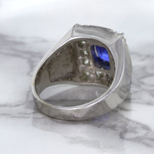 Load image into Gallery viewer, 2.82ct Cushion Blue Sapphire Ring with Diamond Halo in 14K White Gold