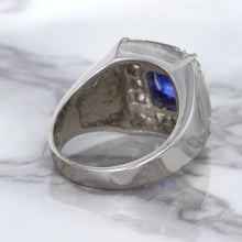 Load image into Gallery viewer, 2.82ct Cushion Blue Sapphire Ring with Diamond Halo in 14K White Gold