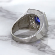 Load image into Gallery viewer, 2.82ct Cushion Blue Sapphire Ring with Diamond Halo in 14K White Gold