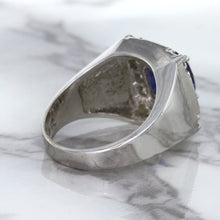 Load image into Gallery viewer, 2.82ct Cushion Blue Sapphire Ring with Diamond Halo in 14K White Gold