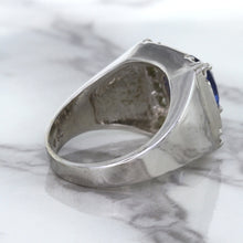 Load image into Gallery viewer, 2.82ct Cushion Blue Sapphire Ring with Diamond Halo in 14K White Gold