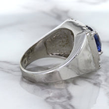 Load image into Gallery viewer, 2.82ct Cushion Blue Sapphire Ring with Diamond Halo in 14K White Gold