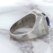 Load image into Gallery viewer, 2.82ct Cushion Blue Sapphire Ring with Diamond Halo in 14K White Gold