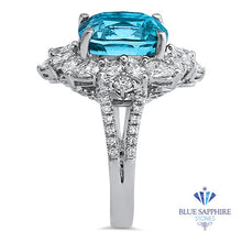Load image into Gallery viewer, 12.75ct Cushion Blue Zircon Ring with Diamond Halo in 18K White Gold