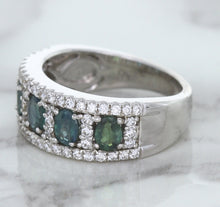 Load image into Gallery viewer, 1.41ctw Oval Alexandrite Ring with Diamond Accents in 18K White Gold