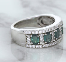 Load image into Gallery viewer, 1.41ctw Oval Alexandrite Ring with Diamond Accents in 18K White Gold