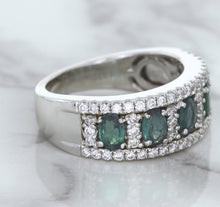 Load image into Gallery viewer, 1.41ctw Oval Alexandrite Ring with Diamond Accents in 18K White Gold