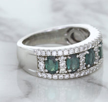 Load image into Gallery viewer, 1.41ctw Oval Alexandrite Ring with Diamond Accents in 18K White Gold