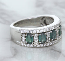 Load image into Gallery viewer, 1.41ctw Oval Alexandrite Ring with Diamond Accents in 18K White Gold