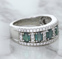 Load image into Gallery viewer, 1.41ctw Oval Alexandrite Ring with Diamond Accents in 18K White Gold