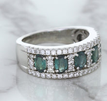 Load image into Gallery viewer, 1.41ctw Oval Alexandrite Ring with Diamond Accents in 18K White Gold