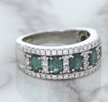 Load image into Gallery viewer, 1.41ctw Oval Alexandrite Ring with Diamond Accents in 18K White Gold