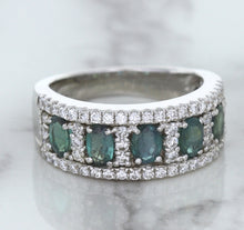 Load image into Gallery viewer, 1.41ctw Oval Alexandrite Ring with Diamond Accents in 18K White Gold