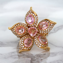 Load image into Gallery viewer, 4.26ctw Padparadscha Ring with Diamond Accents in 18K Rose Gold