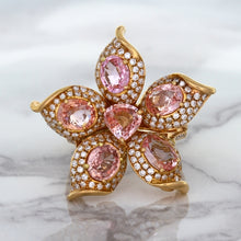 Load image into Gallery viewer, 4.26ctw Padparadscha Ring with Diamond Accents in 18K Rose Gold