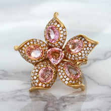 Load image into Gallery viewer, 4.26ctw Padparadscha Ring with Diamond Accents in 18K Rose Gold