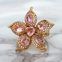 Load image into Gallery viewer, 4.26ctw Padparadscha Ring with Diamond Accents in 18K Rose Gold