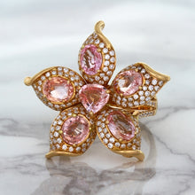 Load image into Gallery viewer, 4.26ctw Padparadscha Ring with Diamond Accents in 18K Rose Gold