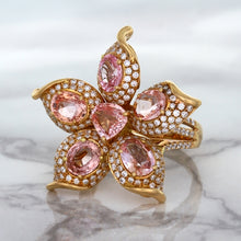 Load image into Gallery viewer, 4.26ctw Padparadscha Ring with Diamond Accents in 18K Rose Gold