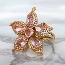 Load image into Gallery viewer, 4.26ctw Padparadscha Ring with Diamond Accents in 18K Rose Gold