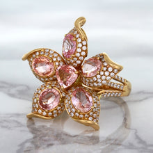 Load image into Gallery viewer, 4.26ctw Padparadscha Ring with Diamond Accents in 18K Rose Gold